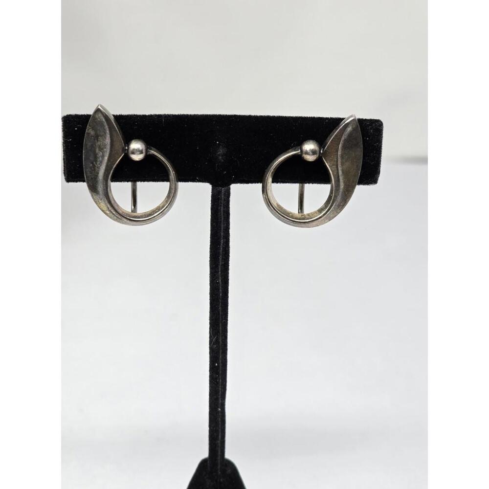 Vintage Hans Hansen Denmark Silver Modernist Earrings